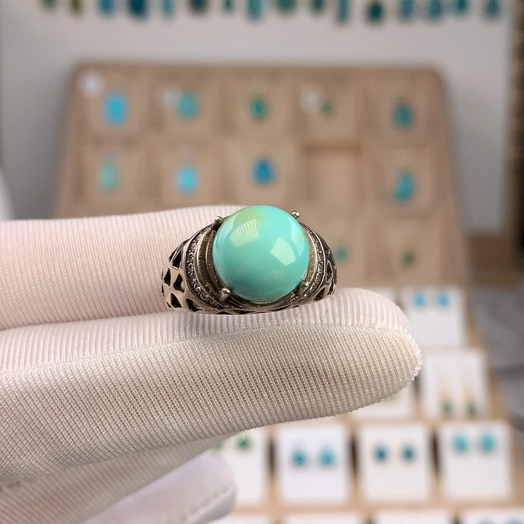 绿松石银S925镶嵌戒指