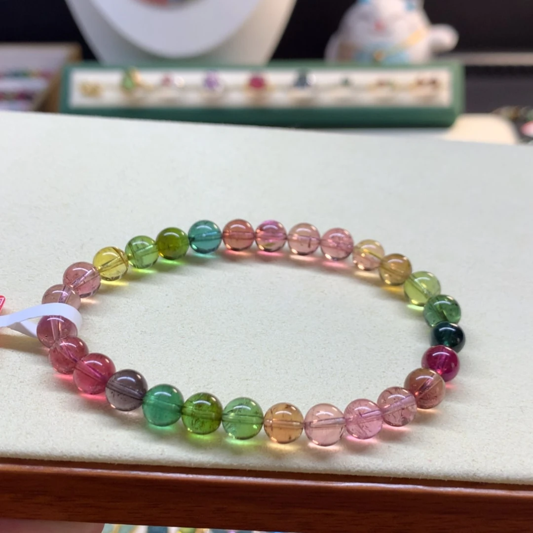 【闪购商品】碧玺手串未镶嵌恩***?洛可可彩虹6.8mm