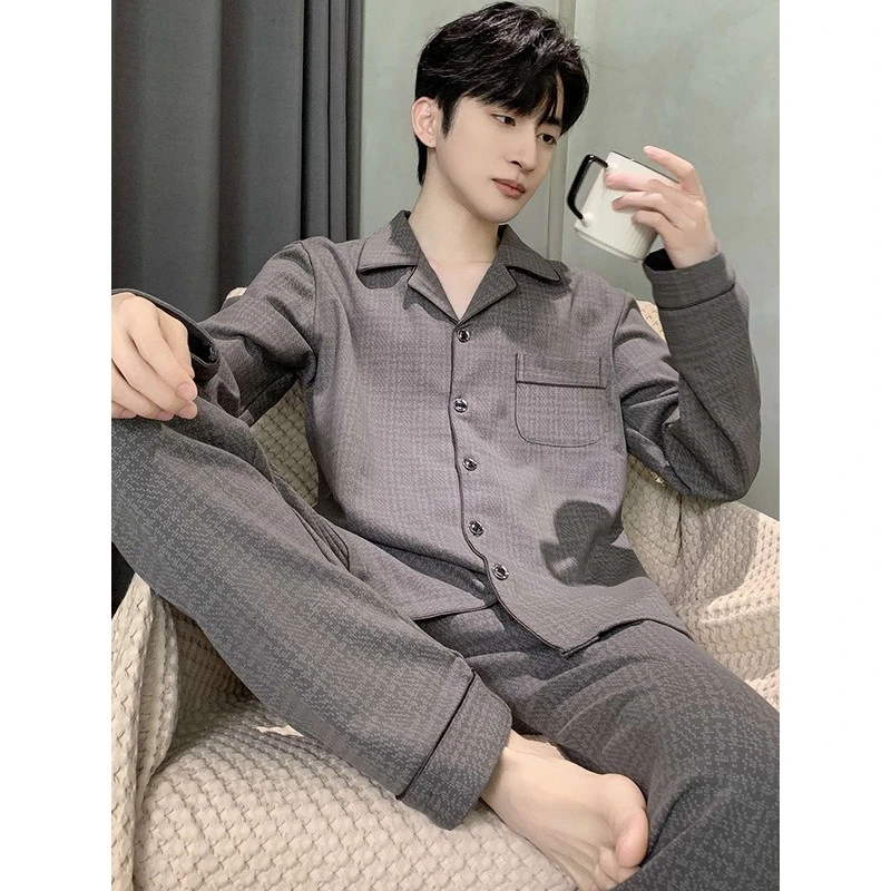 纯棉睡衣男士春秋季长袖四季通用2025新款全棉式家居服套装