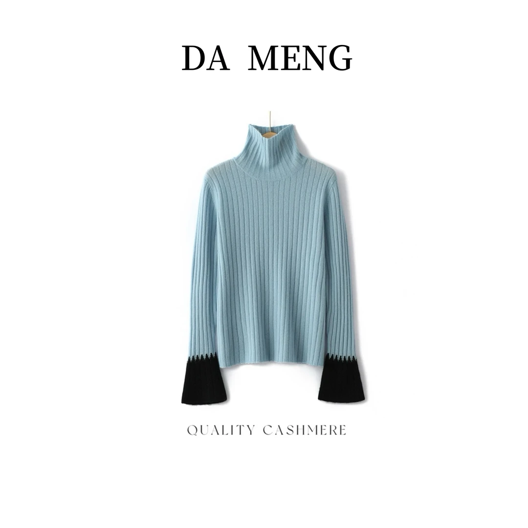 【新年清】100羊绒针织坑条拼色羊绒衫233556