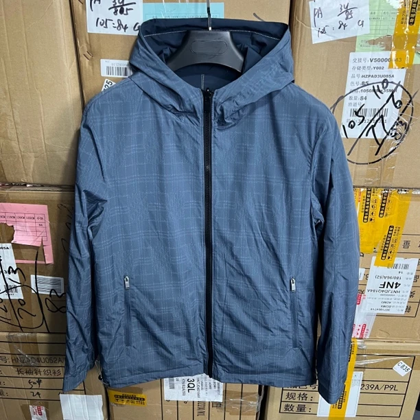 8551海撤柜剪标双面穿风衣外套蓝色