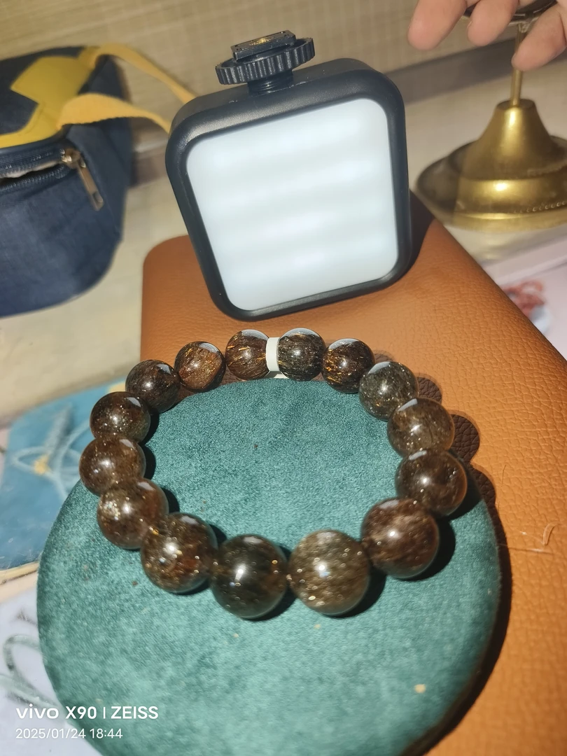 非金属仿水晶手链 黑金发晶精品高货