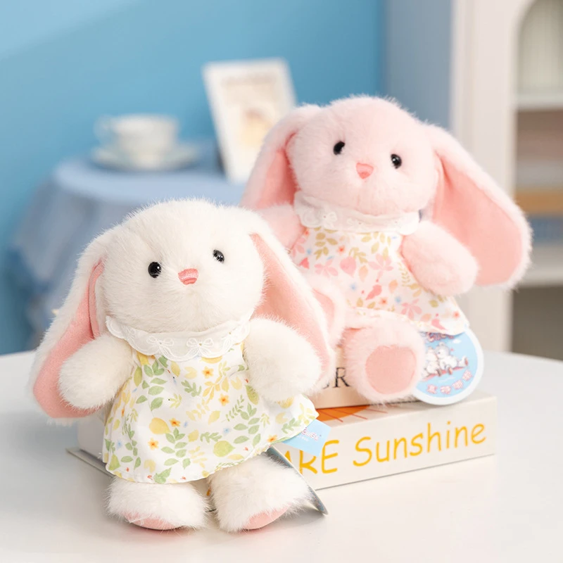 新款玩偶艾吉兔公仔小清新毛绒玩具碎花裙可爱兔子玩偶安抚礼物批