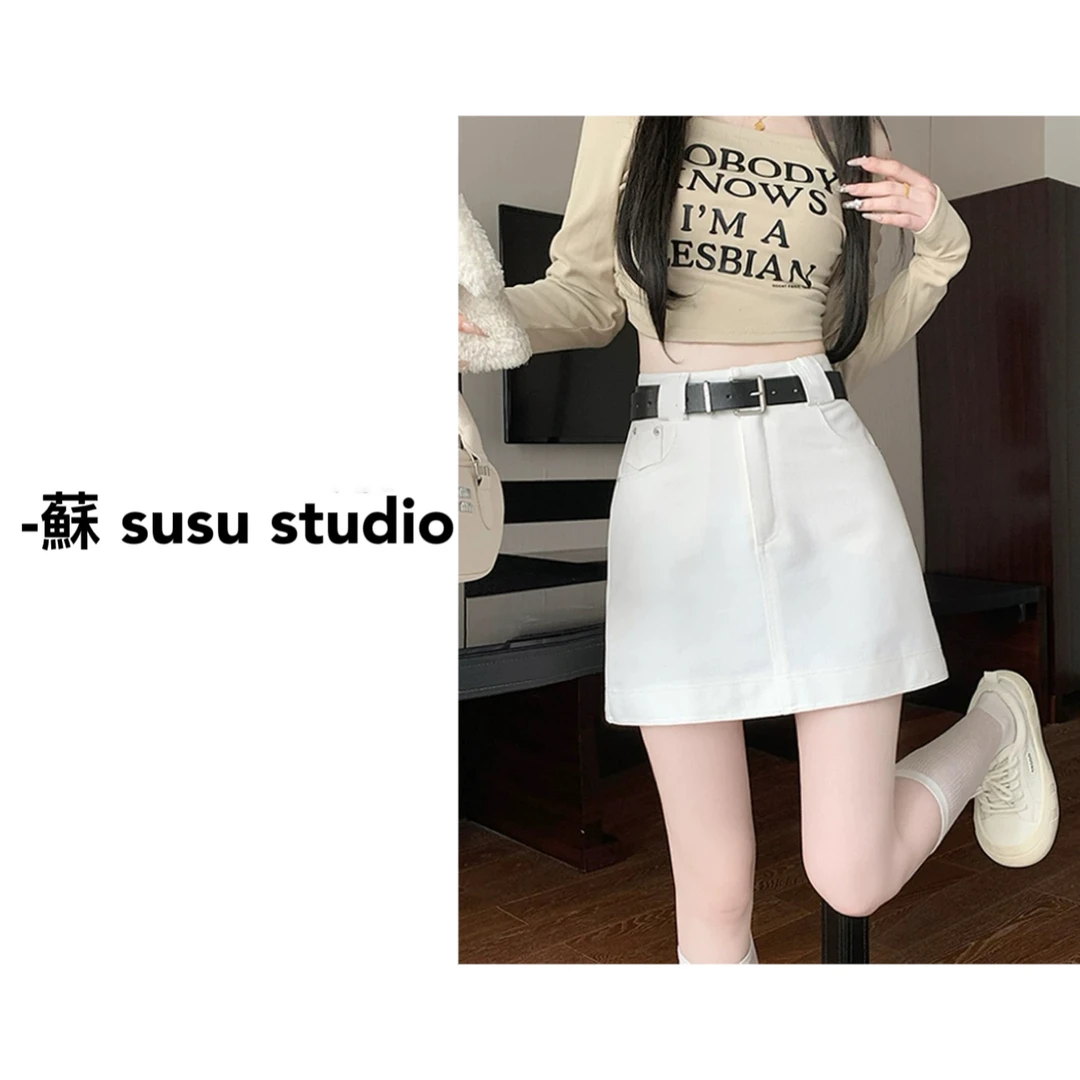 复古高腰a字包臀半身裙女2025夏装新款减龄气质显瘦短裙131