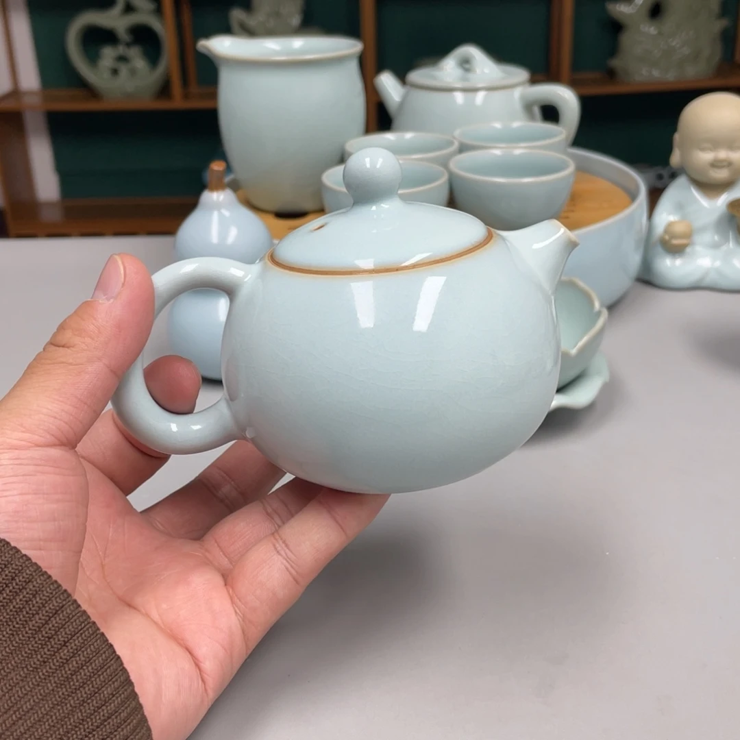 发***呆瓷天青色瑕张君老师西施壶