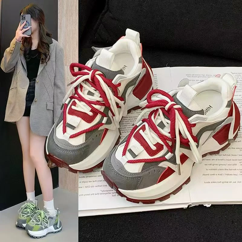 欧货2025早秋新款时尚潮流百搭松糕厚底增高休闲鞋女英伦风