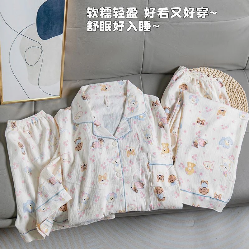 居家儿童睡衣女孩新款夏天夏季薄款短袖睡裤长裤女童家居服三件套