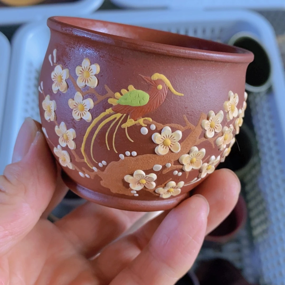 茶杯绿泥紫砂紫砂