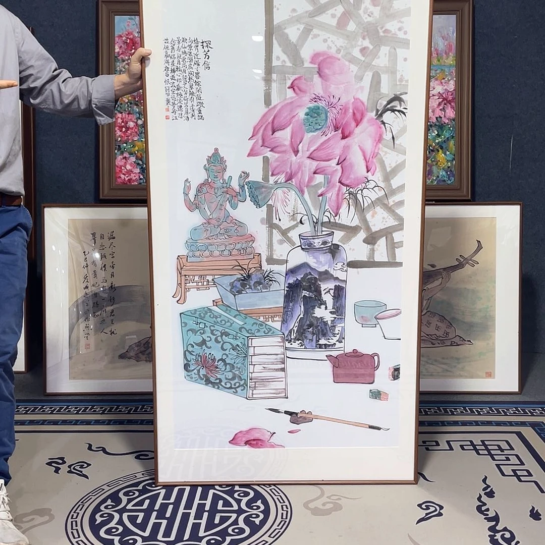 国画手绘画作品带框80/160