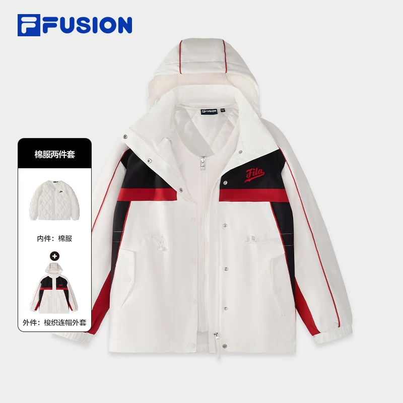 Fila/斐乐赵露思同款棉服外套两件套中长款时尚防风保暖梭织外套