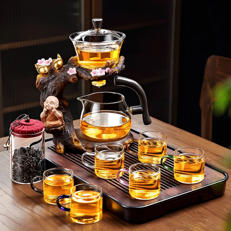 玻璃自动茶具套装家用磁吸泡茶壶功夫茶杯办公室轻奢懒人泡茶神器