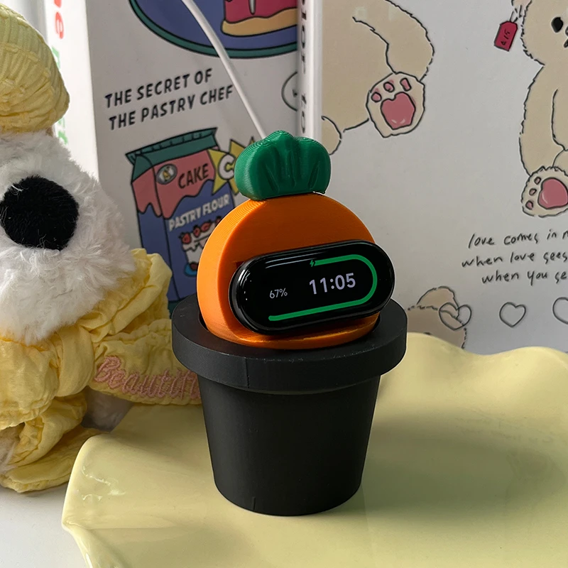 适用小米手环9/8充电底座3D打印可爱萝卜磁吸充电线桌面收纳底座