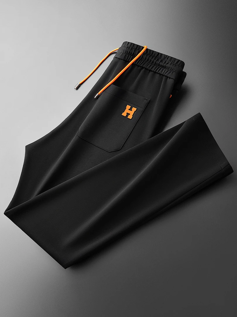 2025秋季轻奢时尚莫代尔H皮牌简约男士运动裤面膜空气层卫裤休闲
