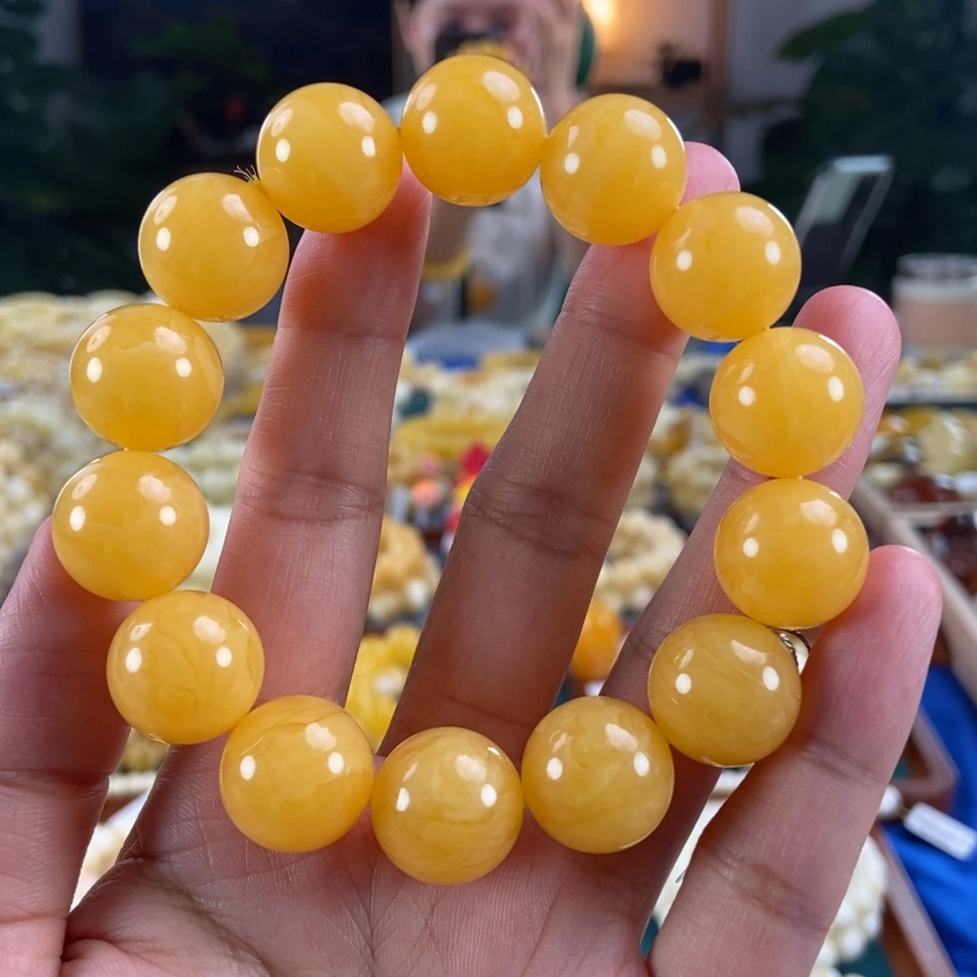 未镶嵌琥珀珠宝奇石16同料鸡油红圆珠34.63