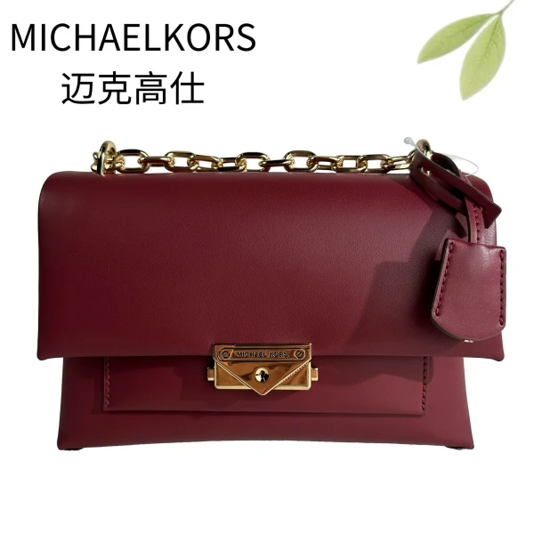 99新 MICHAEL KORS/迈克高仕 酒红单肩斜挎包G25904970底长23X14