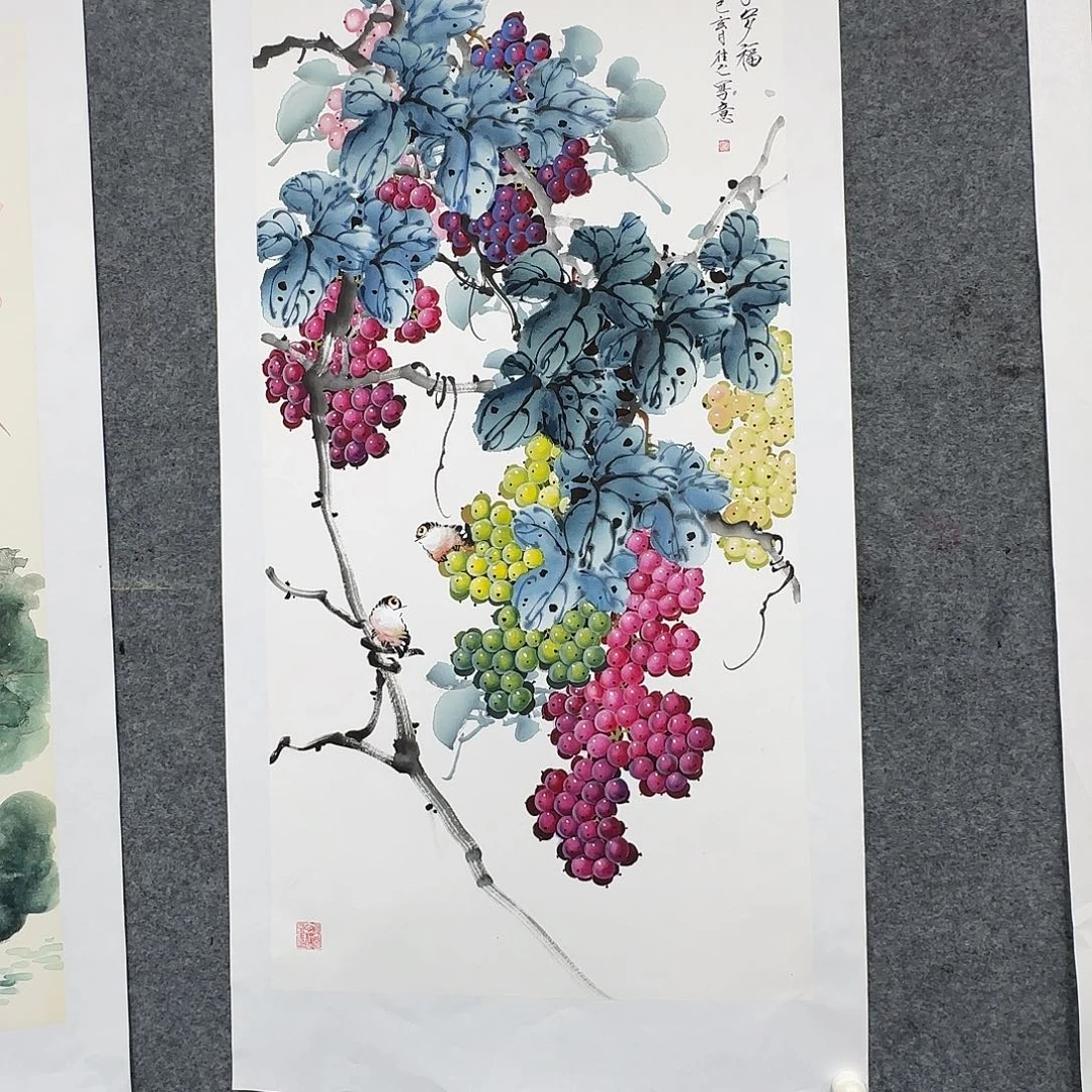 国画100*50纯手绘于往之