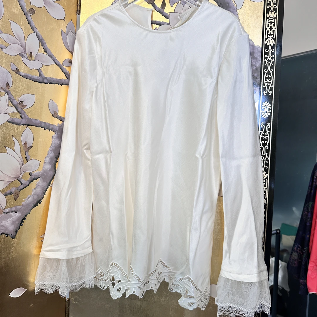 玛薇丝【梦海花】重工镂空雕花刺绣衬衫