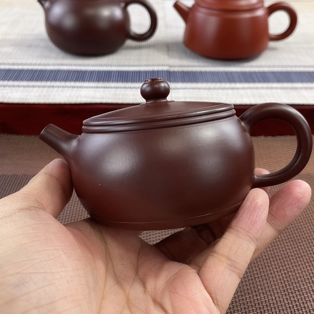 博***紫砂壶原矿紫泥扁鼓器型