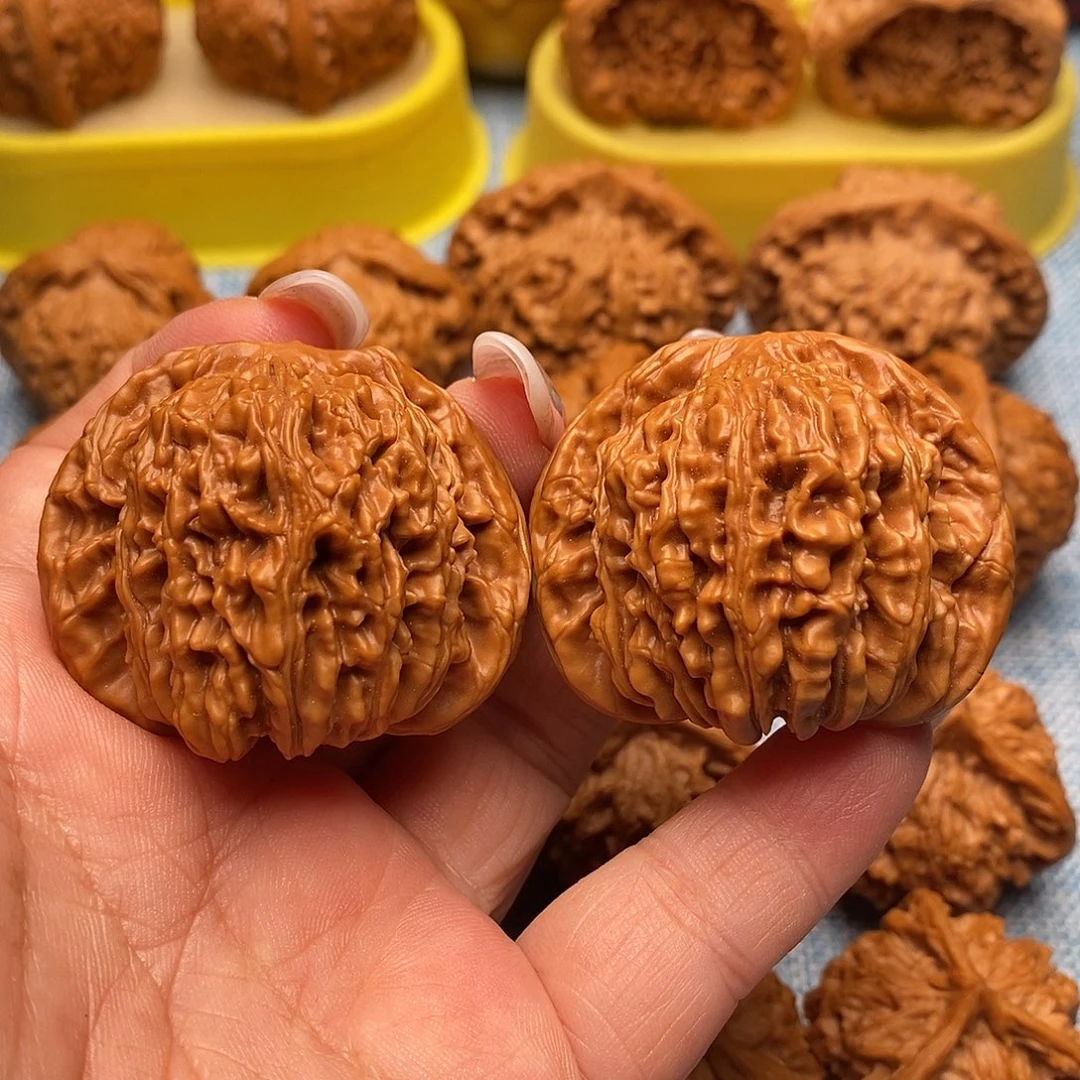 把件文玩核桃精品红皮四座楼45