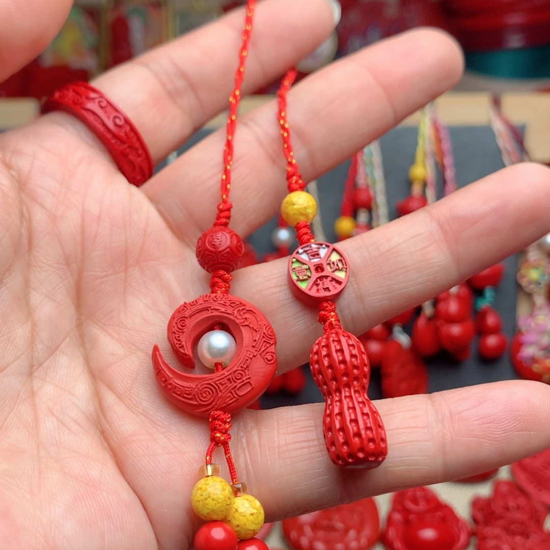 天然辰砂工艺品朱砂手机坠