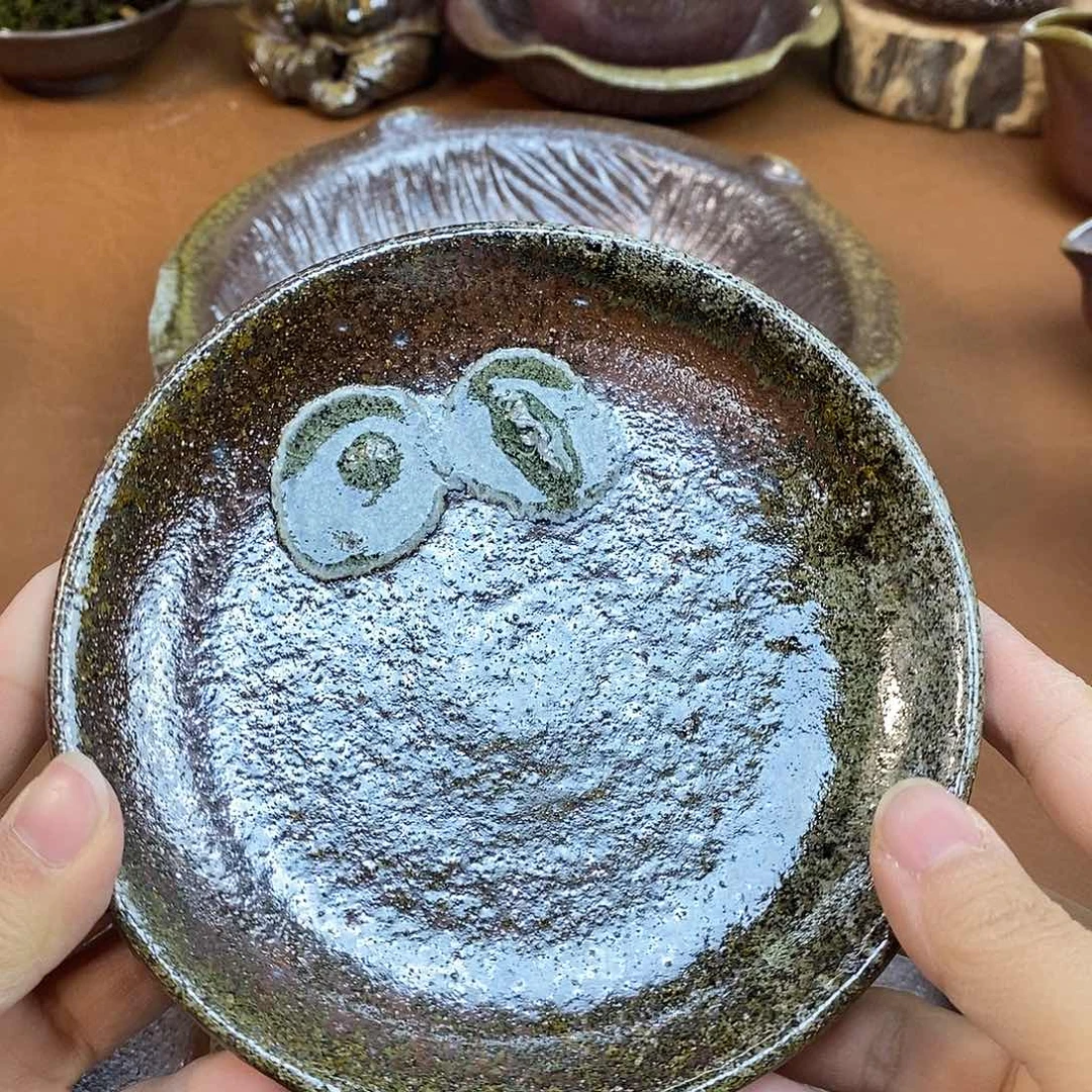 壶柴烧粗陶壶承盘一物一拍
