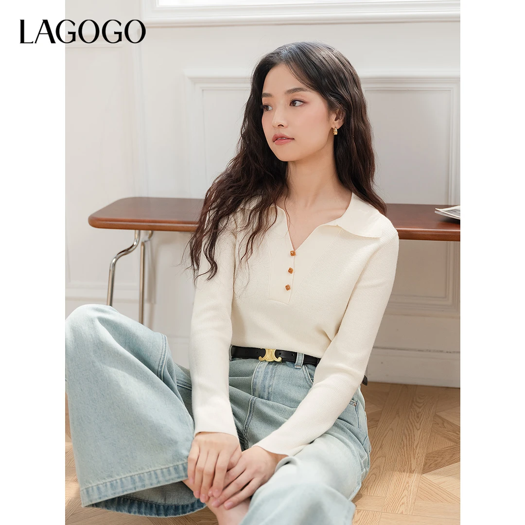 【陈大可】lagogo2025年新款简约温柔百搭针织衫女OAMM431G12