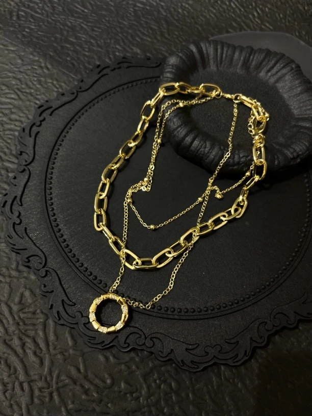 钛钢项链 LARVINA复古三层项链