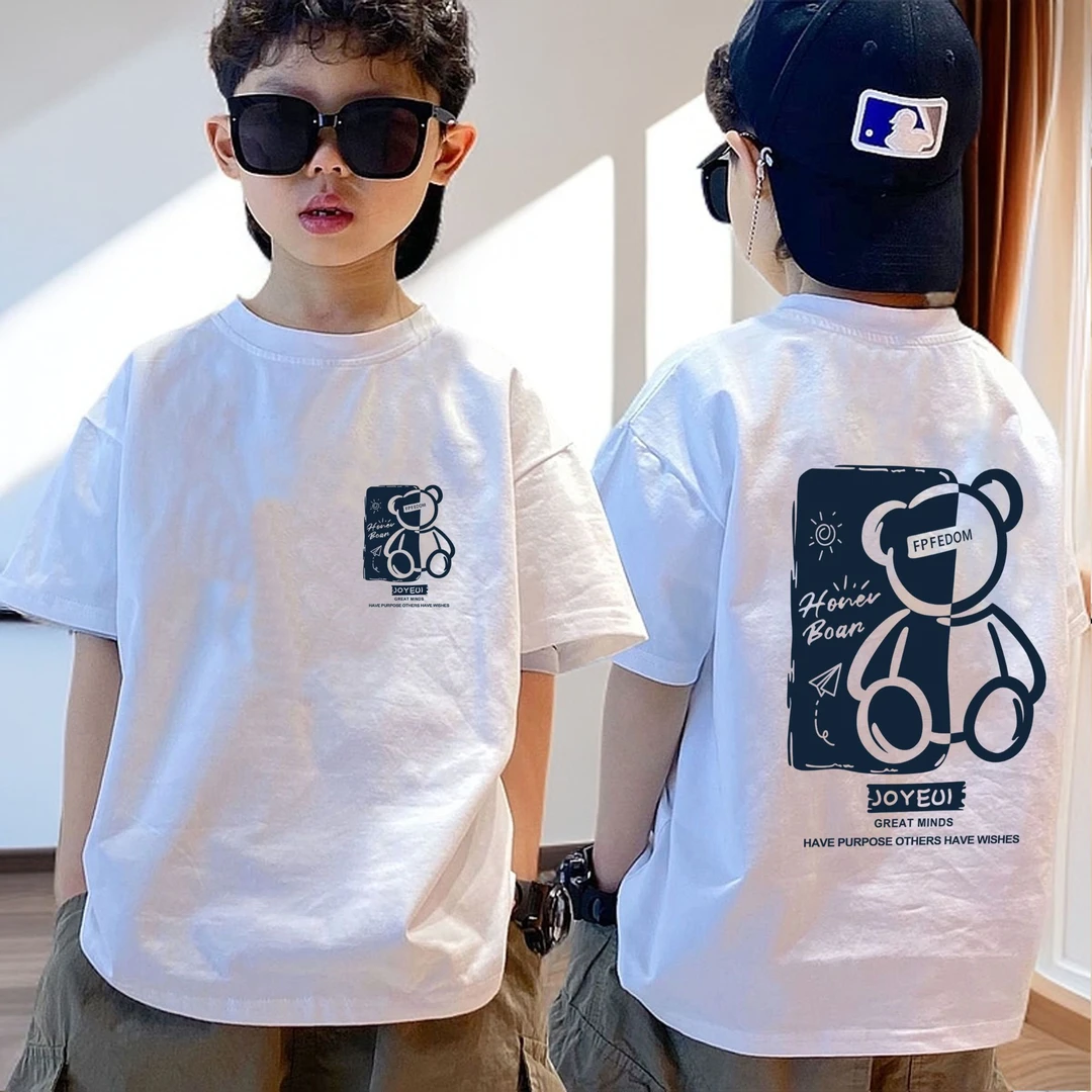 夏季新款男童短袖t恤纯棉宽松透气中大童男孩短袖帅气上衣潮韩版