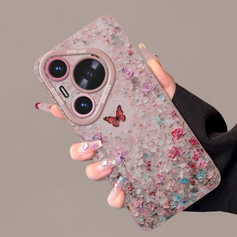 花丛蝶舞适用华为Pura80ultra手机壳超火Pura70pro保护套60p防摔