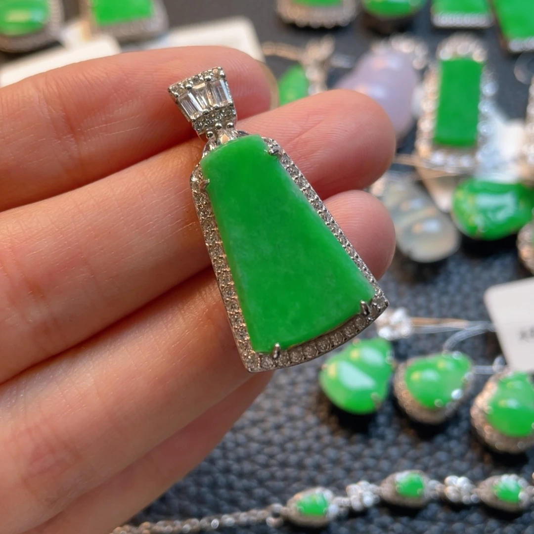 翡翠银S925镶嵌吊坠(不含链)