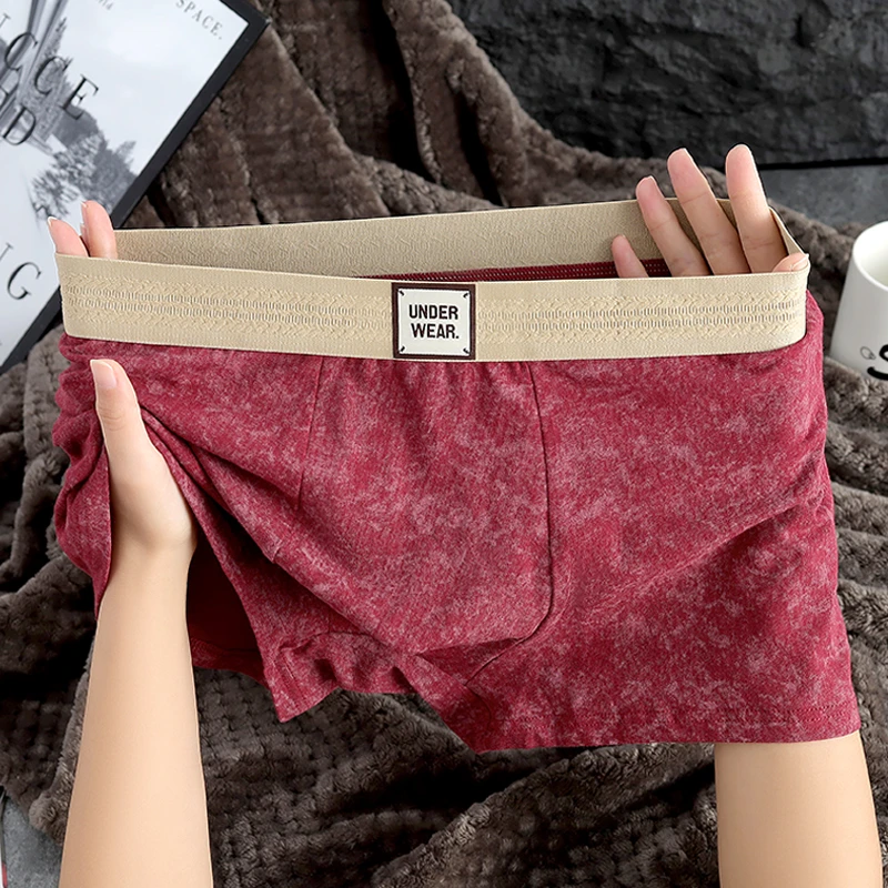 新款潮流印花男士内裤男生棉质平角裤男式时尚青年透气四角短裤衩