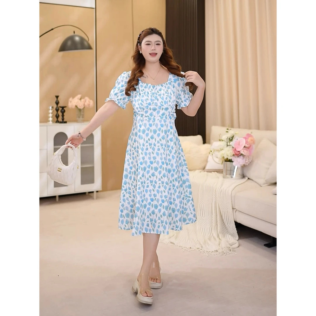 2025夏季新款法式复古碎花收腰显瘦连衣裙笑笑定制《兰亭序》WT090