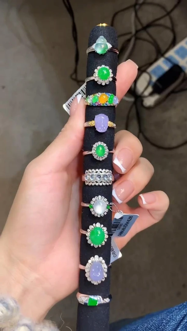 【云中意彩虹盘】18K金翡翠戒指彩虹盘-多样性发货一件 czx