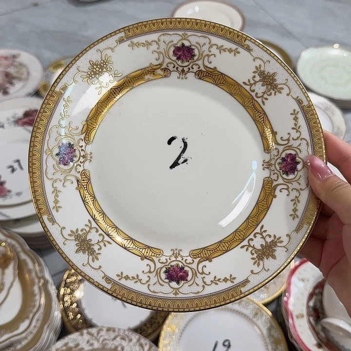 瓷8英寸金边平盘4个微瑕