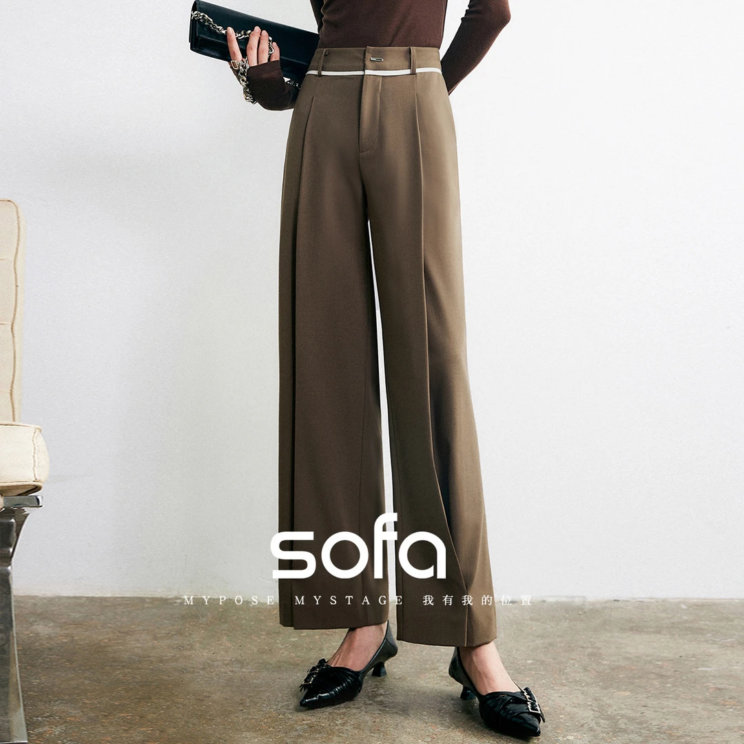 sofaS33H2210705宽松长裤秋季腰头拼色遮肉休闲裤