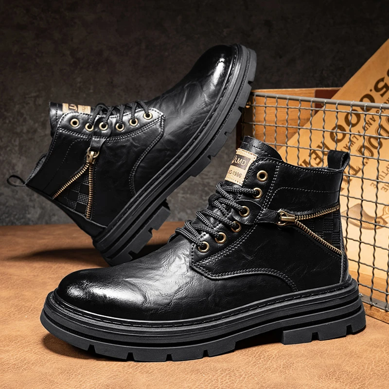 男士休闲百搭潮流防滑运动风耐磨马丁靴低帮男靴潮鞋男鞋秋冬款