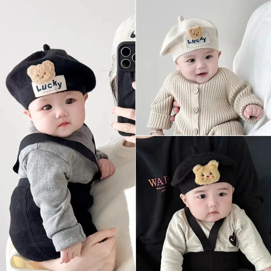 百搭短檐休闲风高顶日式大檐帽子女宝韩版针织婴幼儿