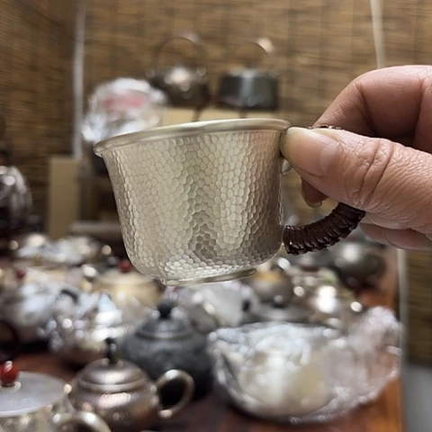 纯银泡茶小杯子纯银泡