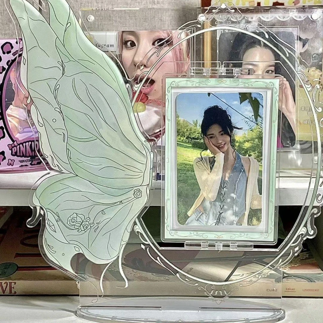W卡套亚克力立牌小卡照片插卡展示牌ins相框自制可旋转蝴蝶周边摆