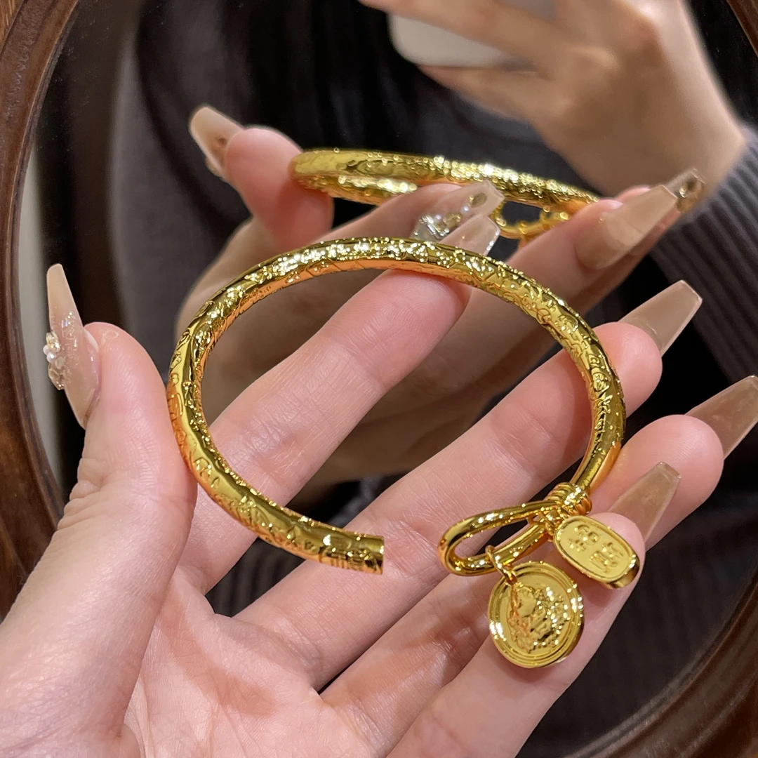 【高定版】吉言手镯实心绕丝开口镯子手工手镯 1115