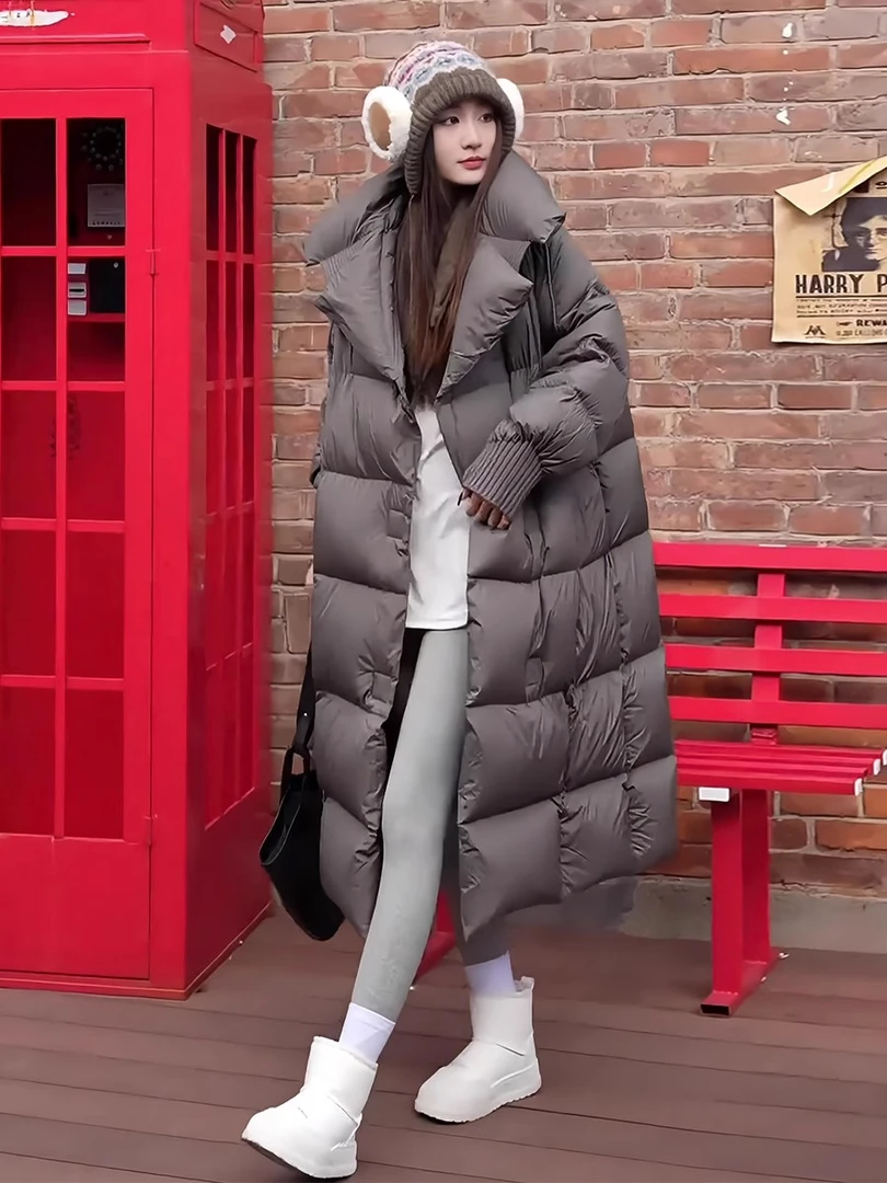 高端小众设计师羽绒棉服女2025冬季长款过膝加厚大被子泡芙外套潮