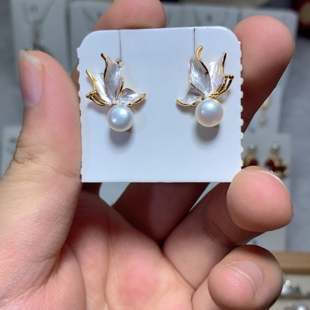 淡水珍珠耳饰银S925镶嵌