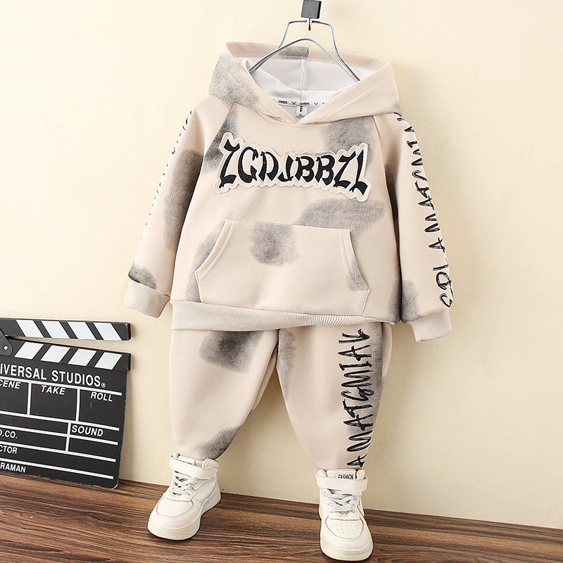 「童熙家」男童套装儿童连帽卫衣2025新款男孩衣服潮牌早春时髦