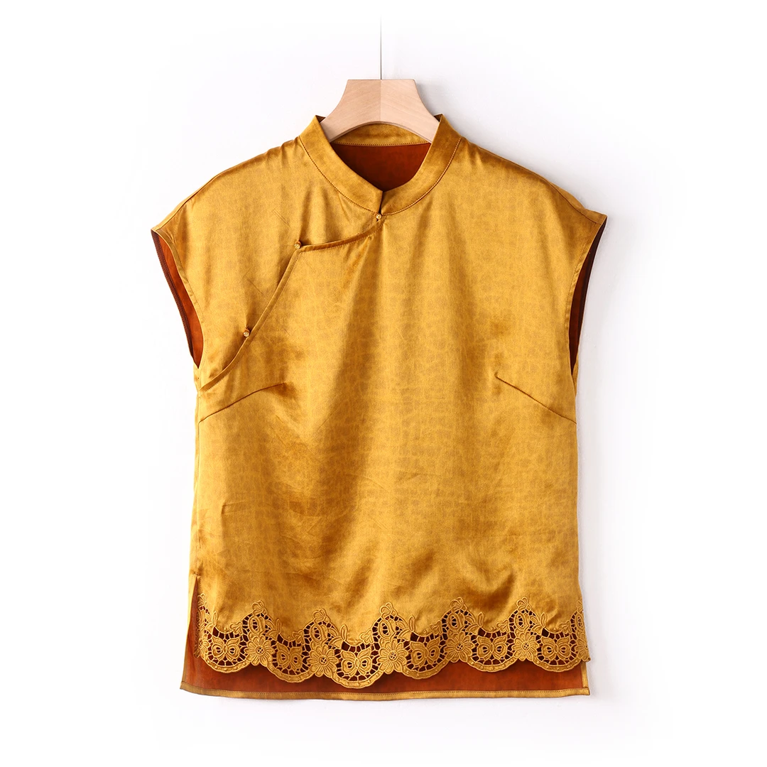 【澜庭絮絮】桑蚕丝香云纱金缎龟国风上衣25-091