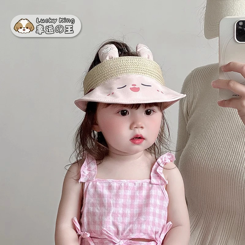 宝宝帽子夏季空顶帽可爱卡通遮阳帽婴幼儿出游大檐防晒帽太阳帽韩