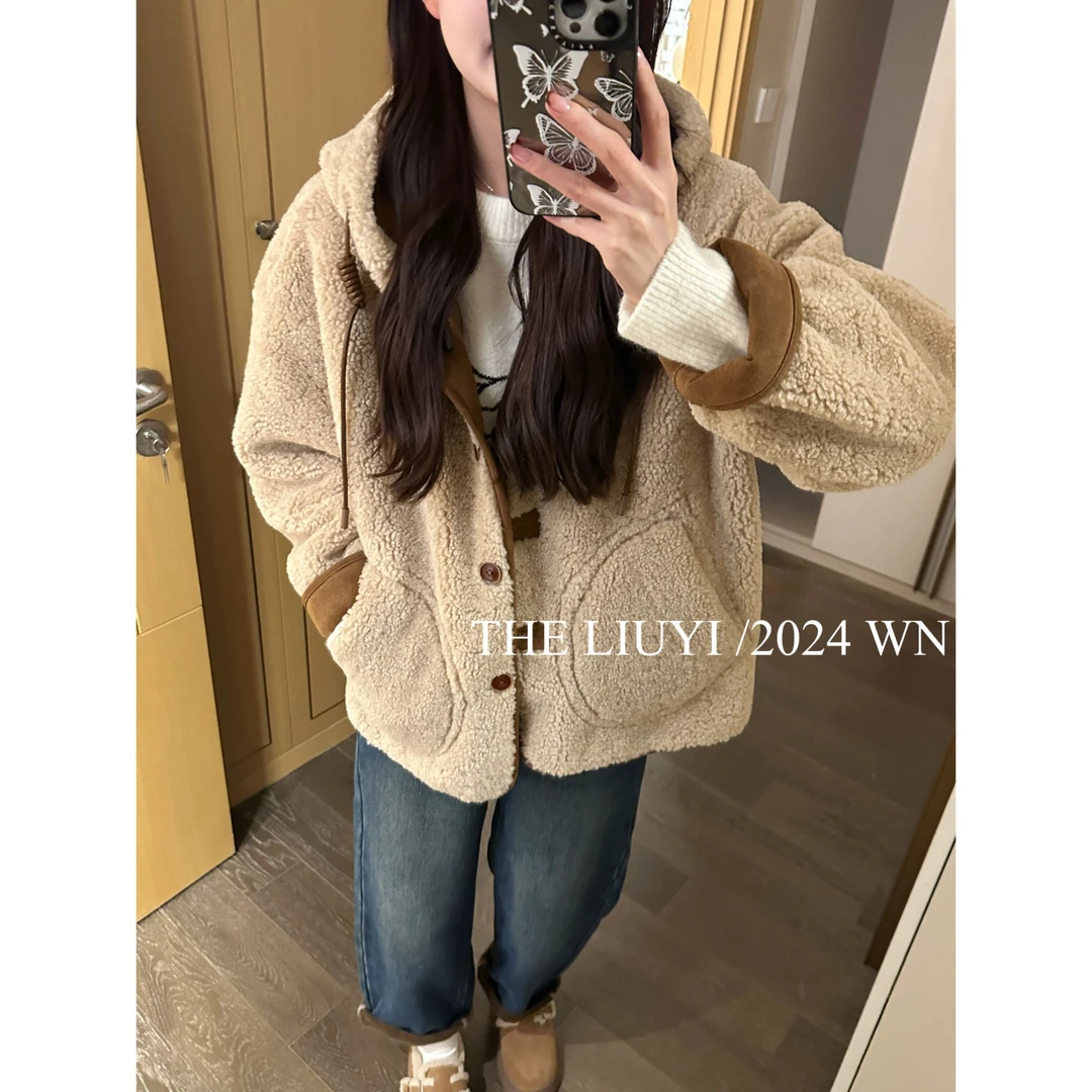 【LIUYI】费尔岛~冬季连帽两面穿毛毛外套410306