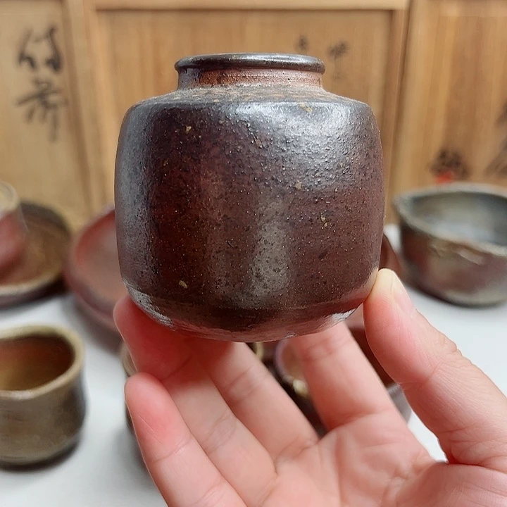 备前烧，黑泽泉茶入，