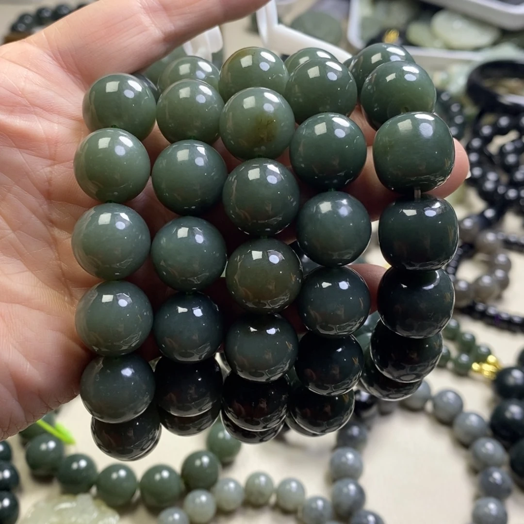 和田玉未镶嵌手链和田玉卡16圆珠手串