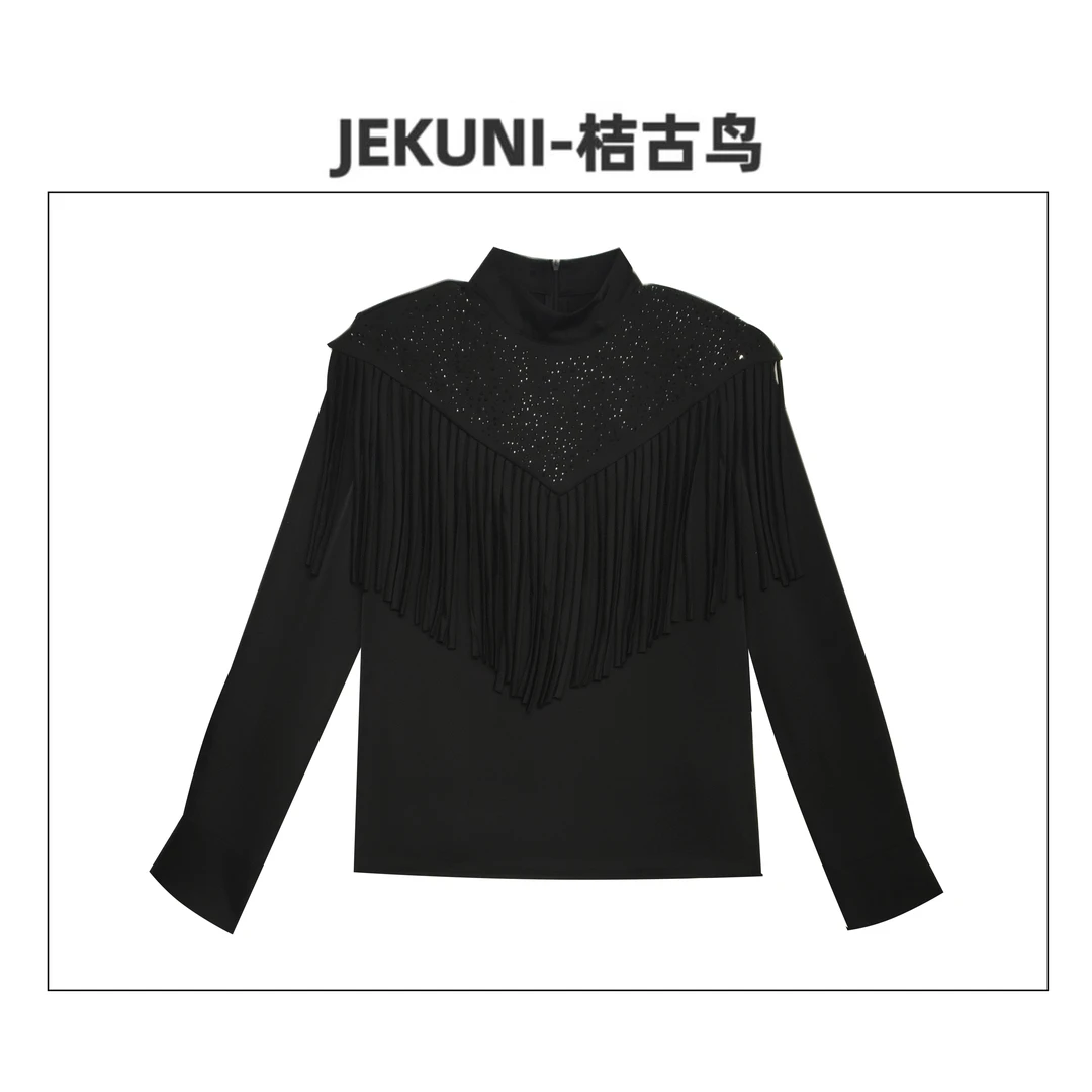 JEKUNI/桔古鸟【大女主】新款黑色衬衫女设计感气质百搭
