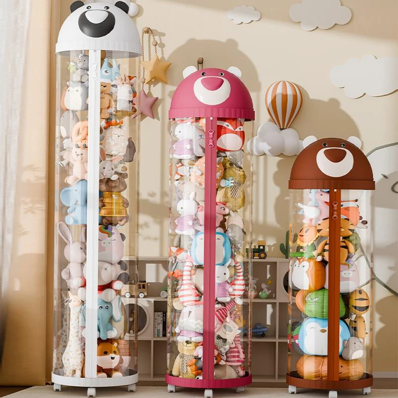 星优娃娃收纳桶拉炼 炼 款毛绒玩具透明整理筒草莓熊儿童公仔玩偶